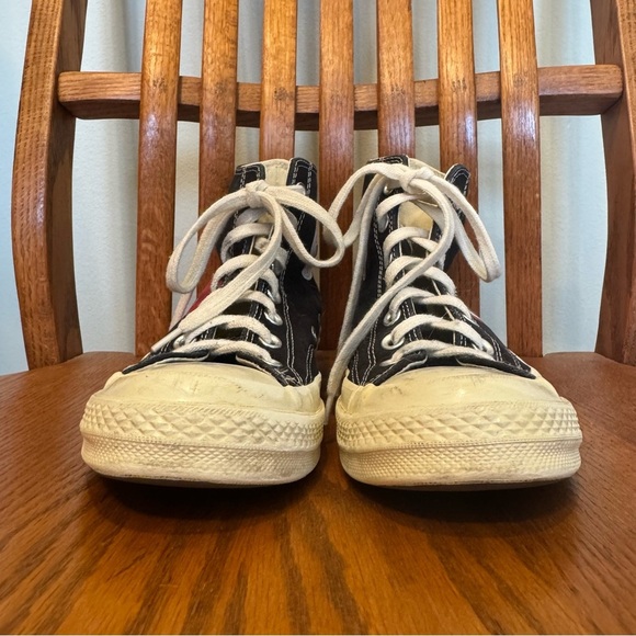 Black Comme des Garcons Play Converse Black Off White Sneakers Men’s 6 Women’s 8 - Picture 3 of 11